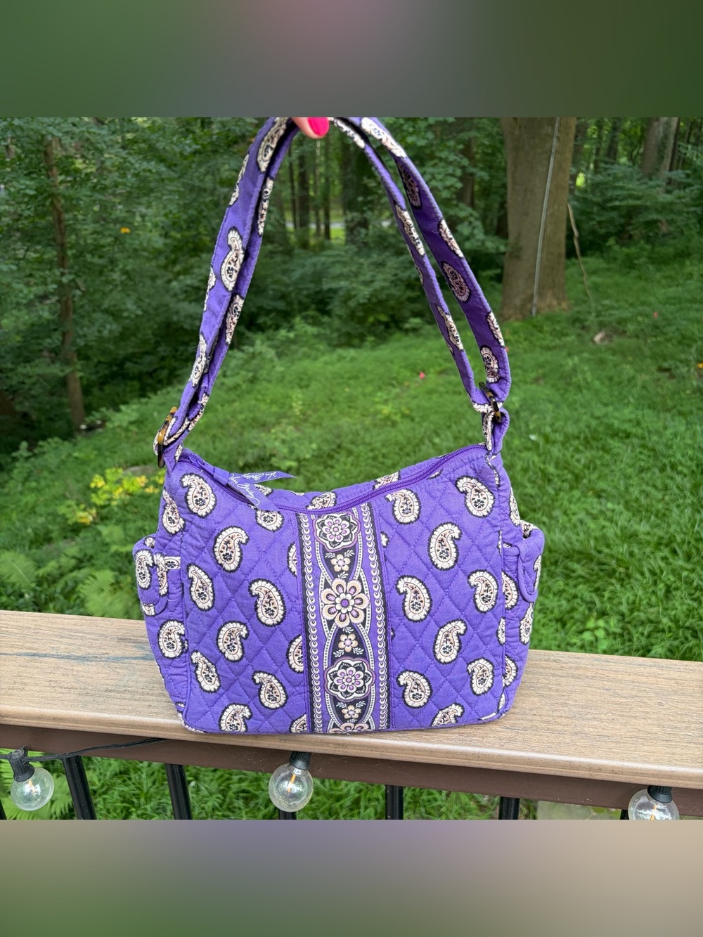 Vera Bradley Simply Violet Paisley Shoulder Bag Adjustable Strap + Pockets 2010